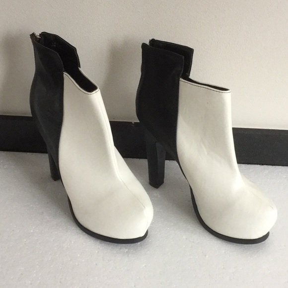 Black and White Color Block Ankle Bootie - Picture 1 of 7
